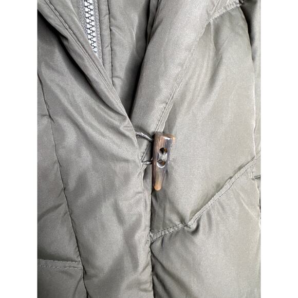 2010s Lauren Ralph Lauren Down Puffer Coat Shawl Collar Hood Olive Green Medium - Picture 14 of 14